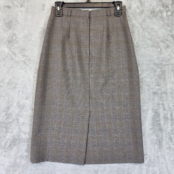 Vintage Haberdashery by Personal Skirt Womens 6 Brown Plaid Wool Blend Front Zip - Picture 1 of 9